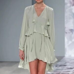 We Are Kindred Chic Long Sleeve Boho Dress Sage Cream Size 6 SM